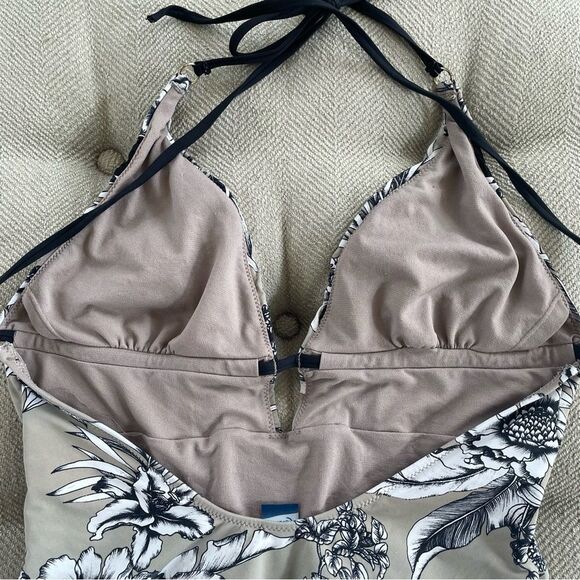 Leilani Neutral Tone 1pc Swimsuit Halter Neck Open Back 12 - Picture 7 of 9